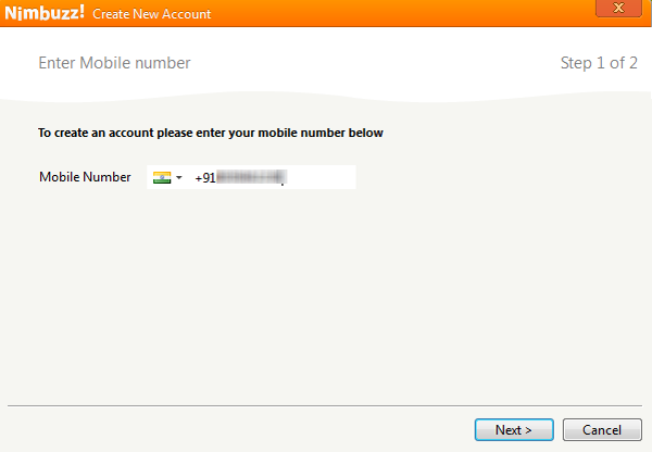 register your mobile number - nimbuzz - all in one chat messenger for pc