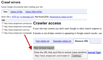 Remove and fix crawl errors in Google Webmaster Tools