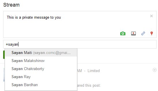 Sending direct messages on Google Plus