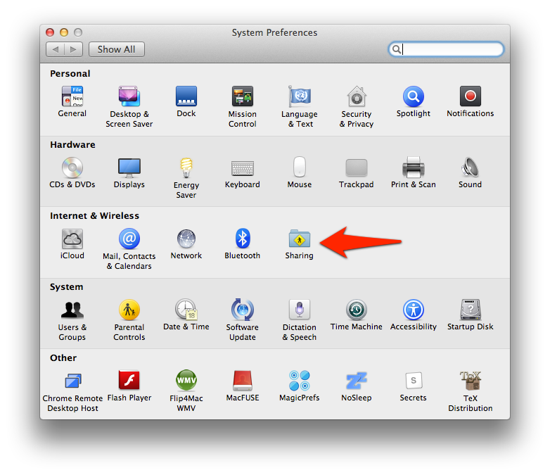 Sharing - System Preferences